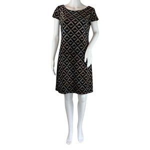 Jessica Howard Women's Cap Sleeve Glitter Velvet Sheath Mini Dress Black Sz 10
